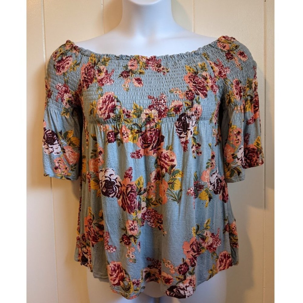 Rewind Floral Off the Shoulder Smocked Top
